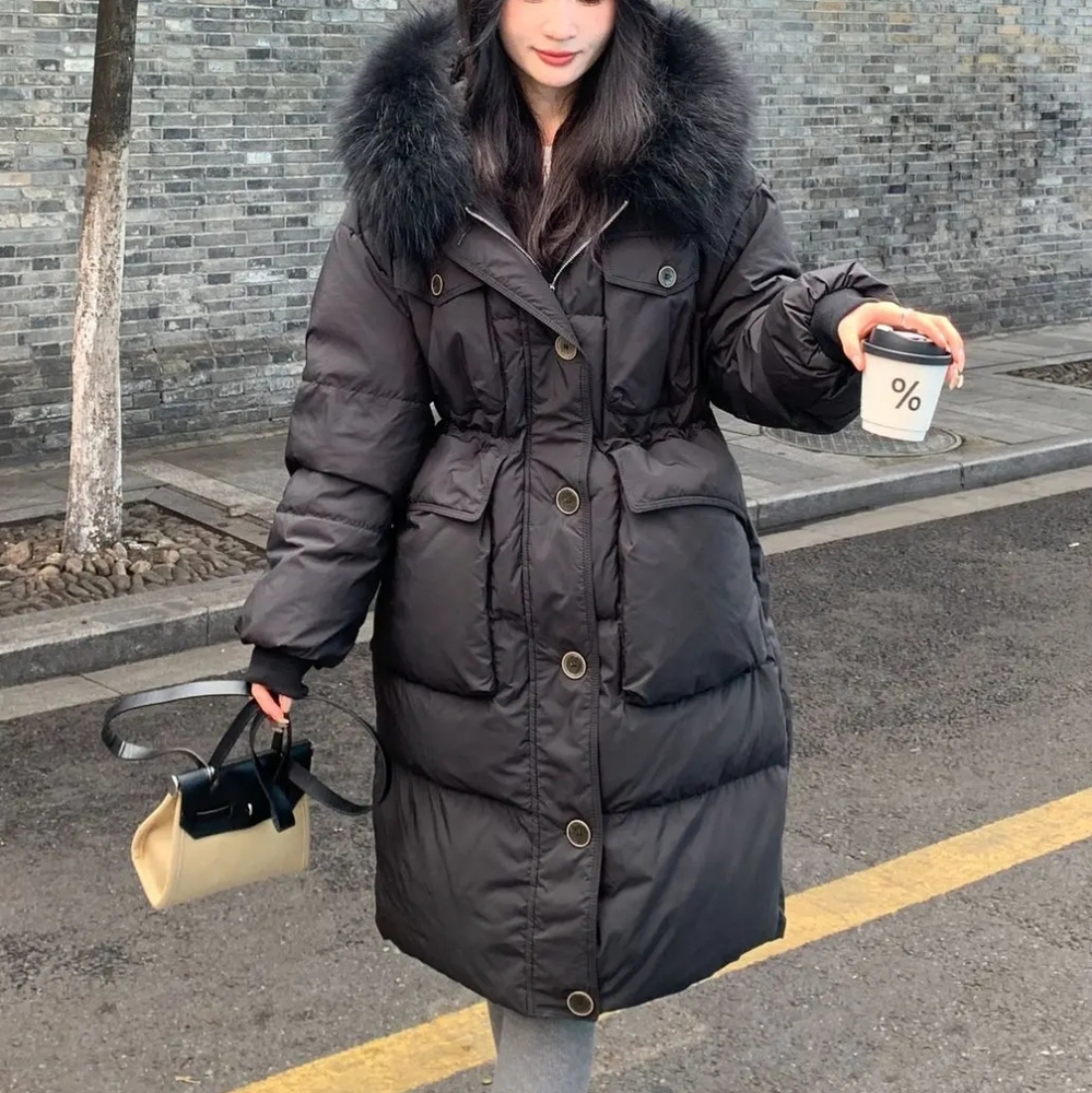 Fur Jacket Female Feather Waterproof Winter Long Puffer Jacket 2025 - Picture 6 of 9